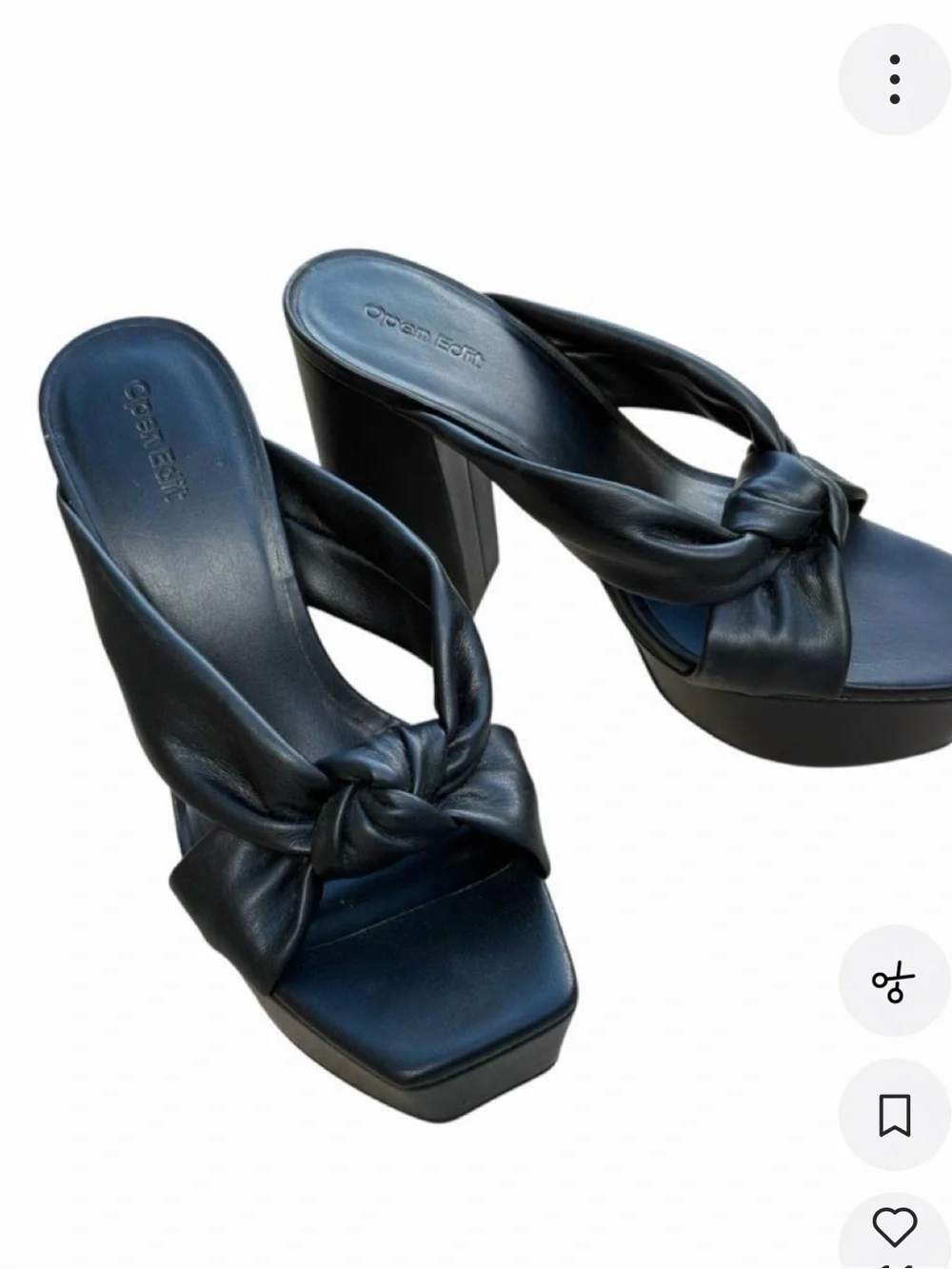 Black Knotted Platform Block-Heel Sandals for Women